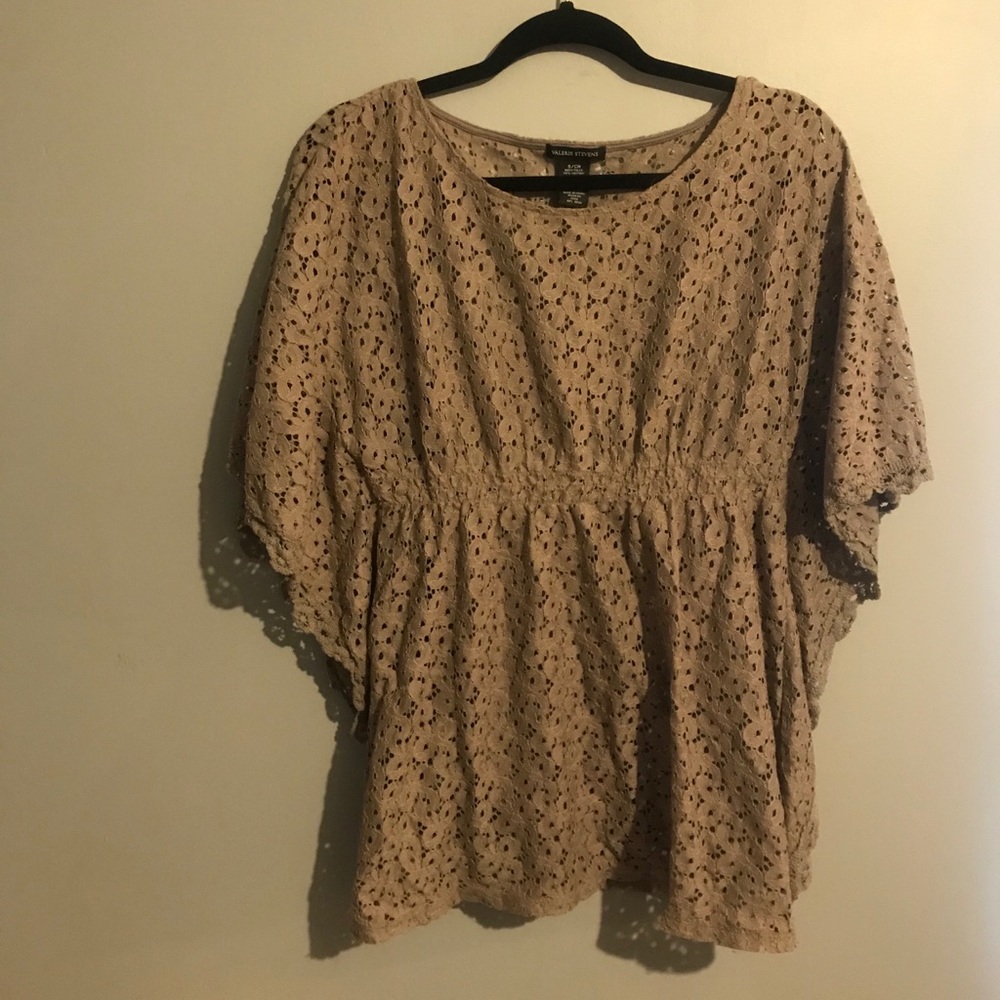 Valerie Stevens textured tunic top cinched waist size small casual eyelet detail